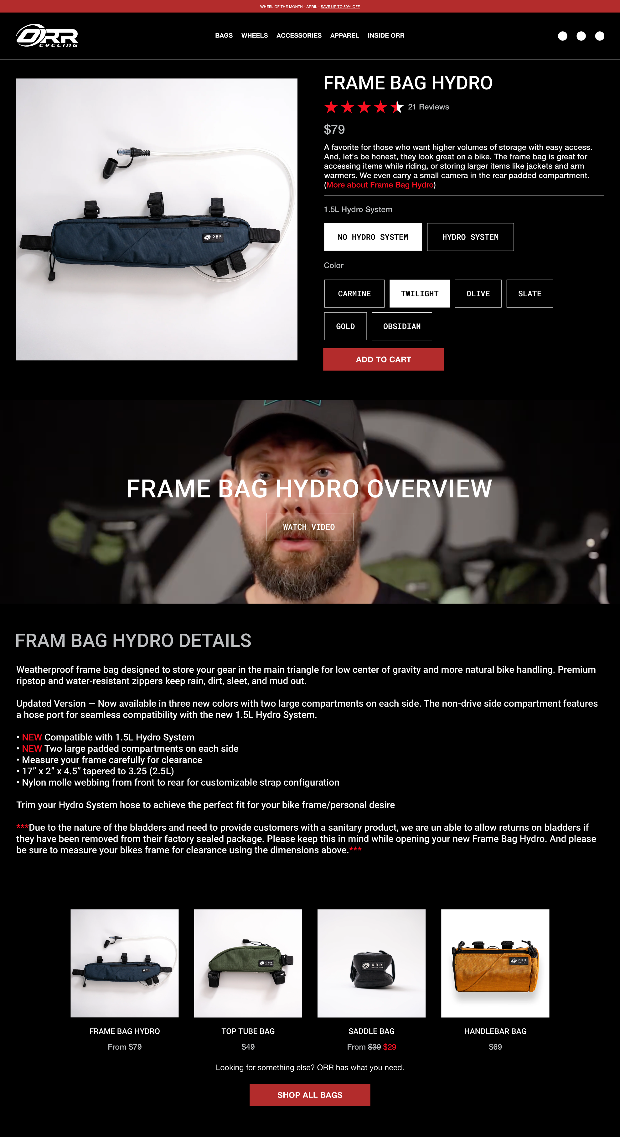 ORR Cycling bag product page